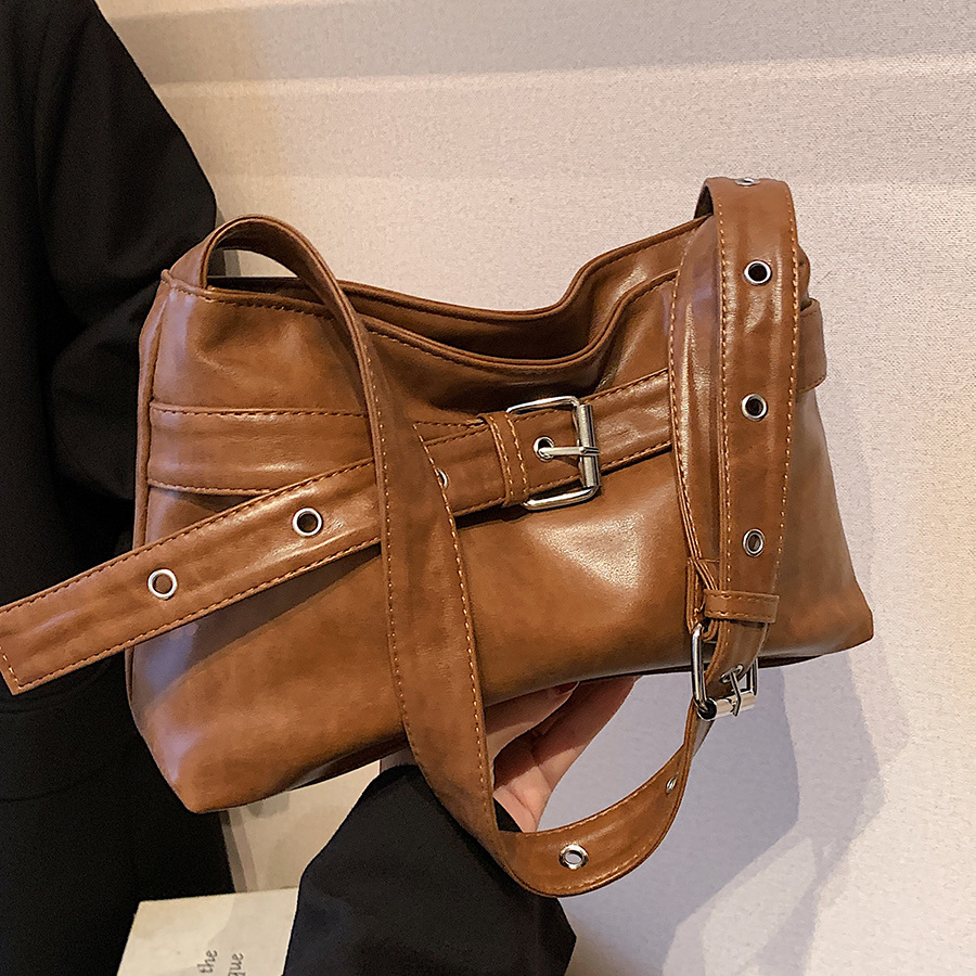 High-end retro trendy women's 2024 new model Maillard single-shoulder bag, large-capacity commuter crossbody tote bag full figure