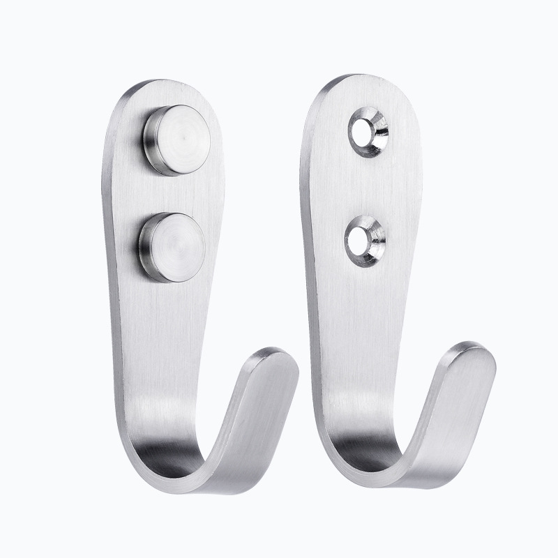 Thickened stainless steel solid single-hook coat hook, bathroom coat hook, wall-mounted hook without drilling, fixed and load-bearing Item Picture