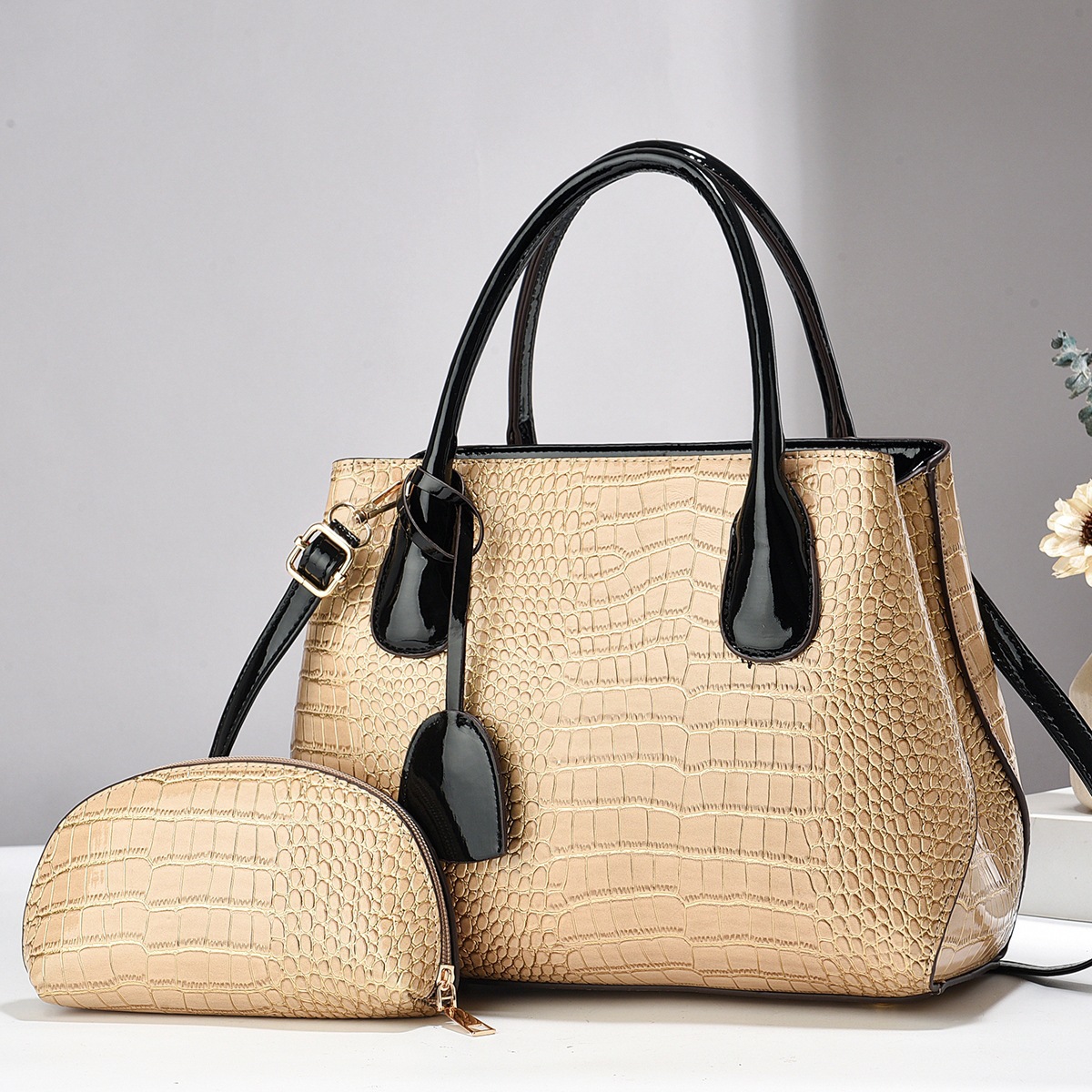 The new stone-patterned fashionable mother-and-child bag is simple, versatile for cross-border use, and features a high level of appearance. It is a large-capacity, light luxury crossbody bag Specification drawing