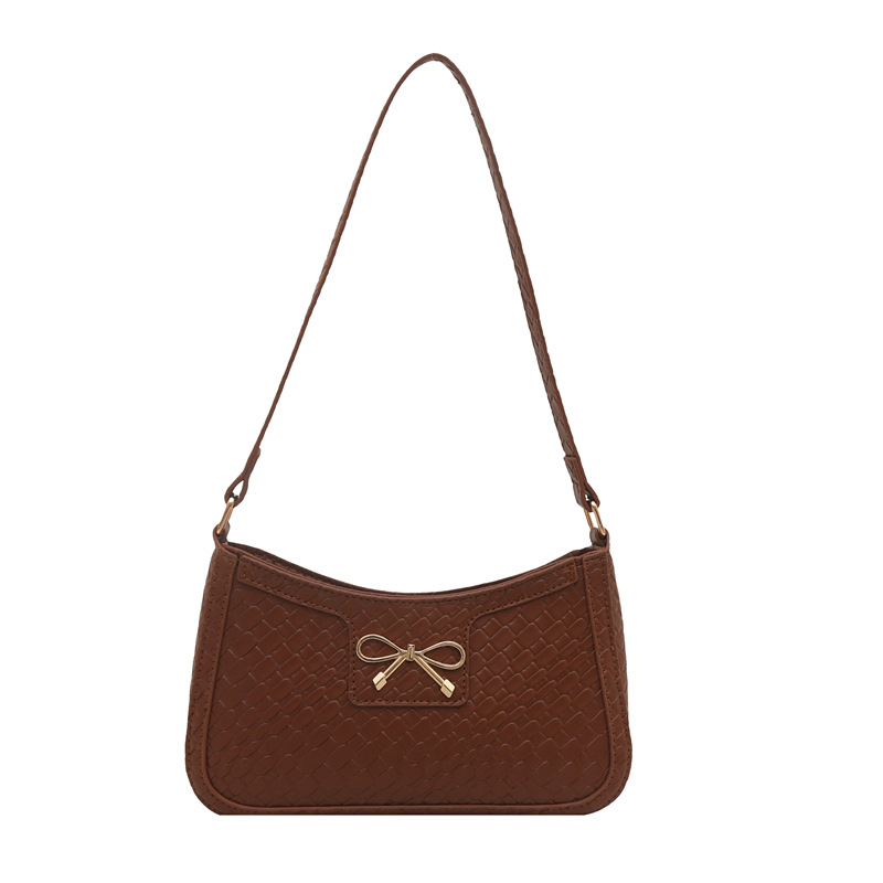 Elegant Lady 2025 Summer Retro new solid color bow fashionable casual commuting single-shoulder armpit small square bag Item Picture