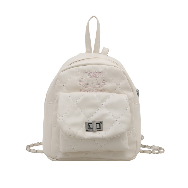 Cross-border Women's Bag 2025 New solid color casual diamond pattern handbag, stylish and trendy women's commuting backpack Item Picture