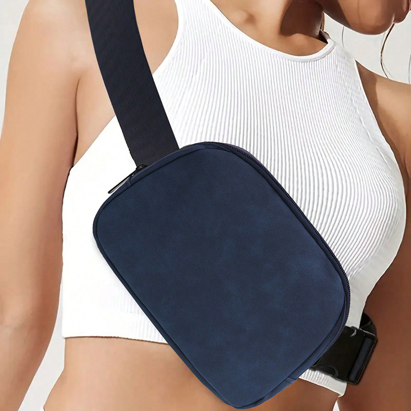 Cross-border lulu's same style waist bag, suede waterproof chest bag, crossbody bag, outdoor sports running crossbody men's and women's waist bags full figure