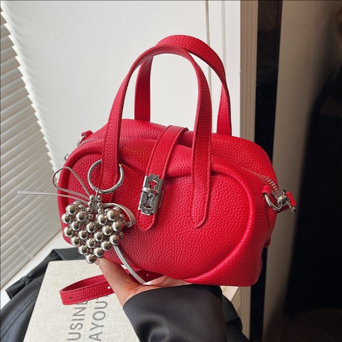 The 2025 new lychee pattern high-end versatile handbag is stylish, simple and casual, a single-shoulder crossbody bag for commuting full figure