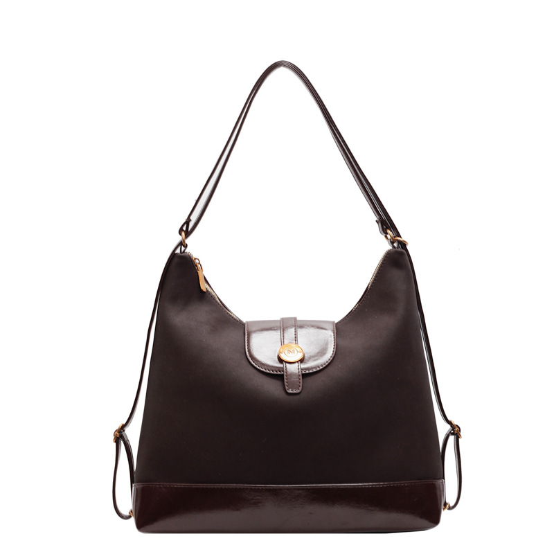 Retro matte tote bag for women, 2024 new style, high-end single-shoulder commuter bag, multi-functional double-shoulder travel backpack Item Picture