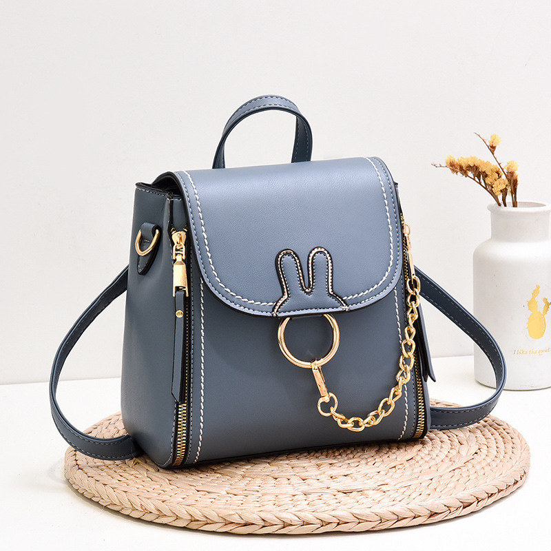 2022 Casual female student backpack, fashionable Korean-style female bag, retro PU backpack, cross-border foreign trade consignment Item Picture