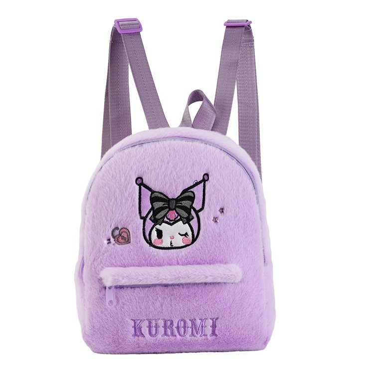 Japanese-style cute embroidered Kuromi Melody plush student backpack, large-capacity backpack for girls, children's schoolbag Item Picture