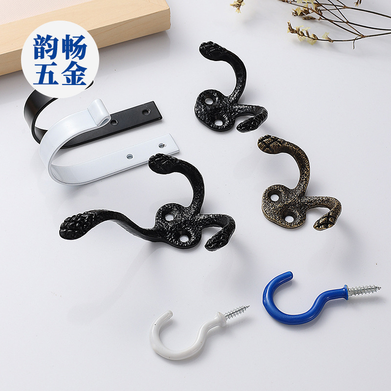 Retro alloy hooks, question mark hooks, lamp hooks, iron sheet clothes hangers, bathroom wall single hooks, black double hooks, cross-border hooks Specification drawing