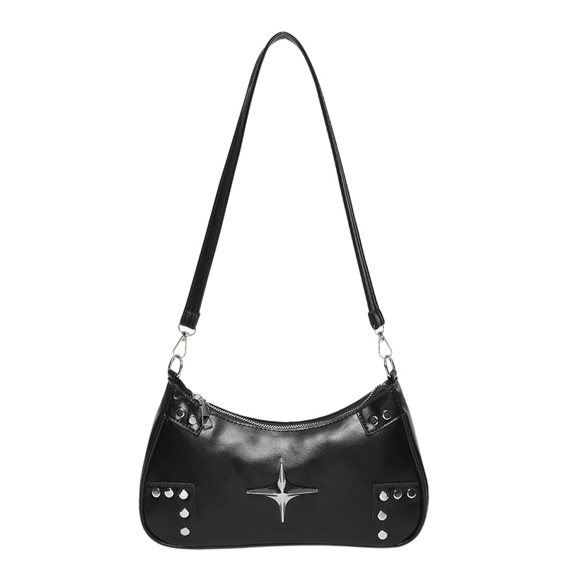 Single-shoulder bag, retro rivet dumpling bag, women's 2024 new autumn solid color, stylish and retro crossbody bag Item Picture