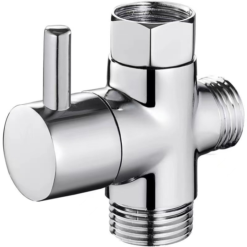 All-copper showerhead water divider, one-two shower adapter, three-way bath faucet, one-inlet and two-outlet Angle valve Item Picture