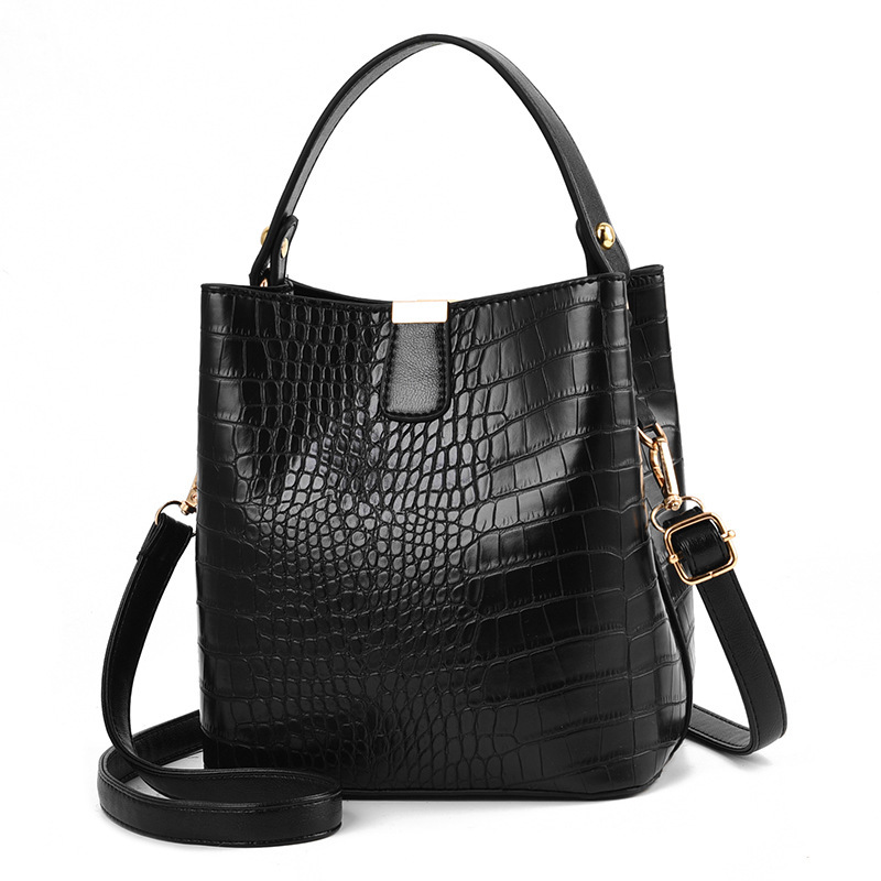 Cross-border trade best-selling women's bags 2022 new trendy and fashionable crocodile pattern bucket bag, single-shoulder crossbody small bag consignment Item Picture
