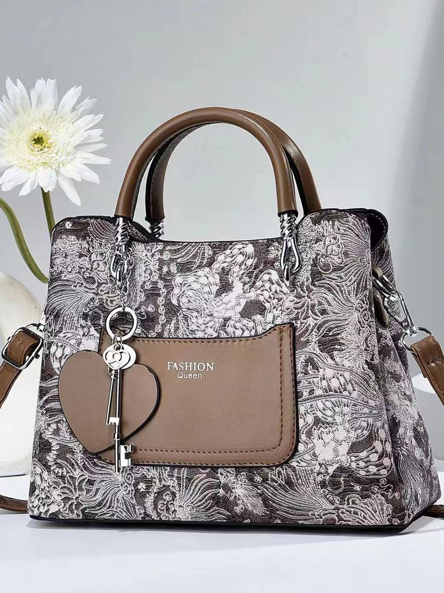 High-end printed women's bag, fashionable single-shoulder bag, new handbag, casual crossbody bag, cross-border versatile mom's bag full figure