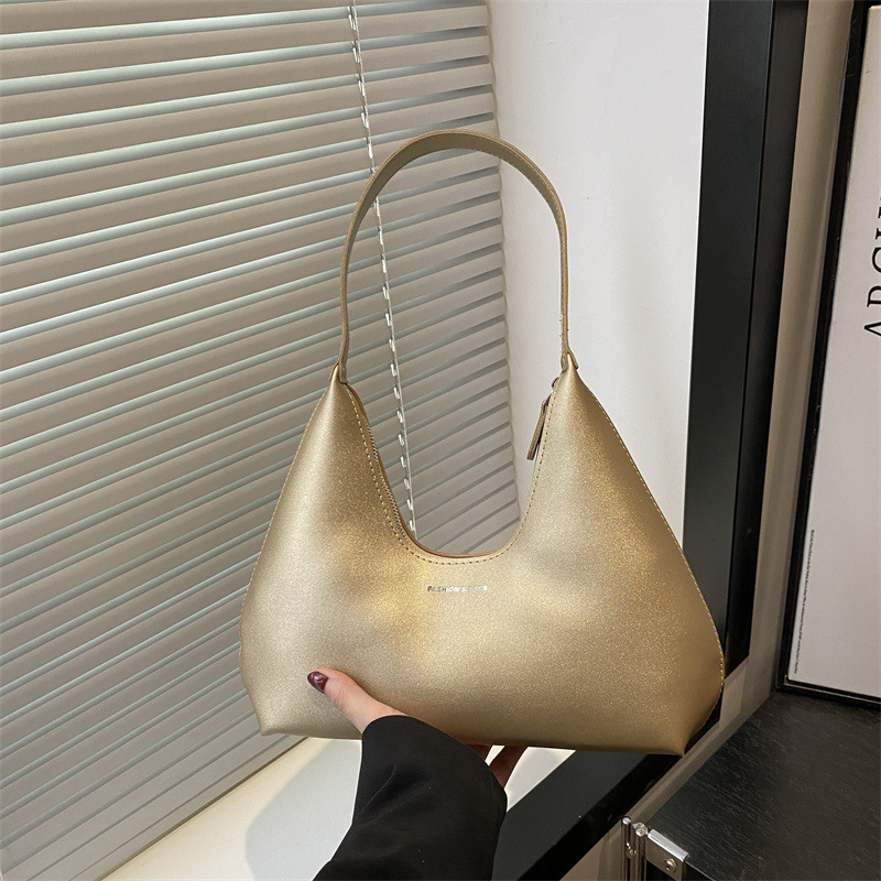 Cross-border women's bags 2025 New style, trendy, simple and retro, women's hand-held single-shoulder bag, underarm bag, stylish dumpling bag full figure