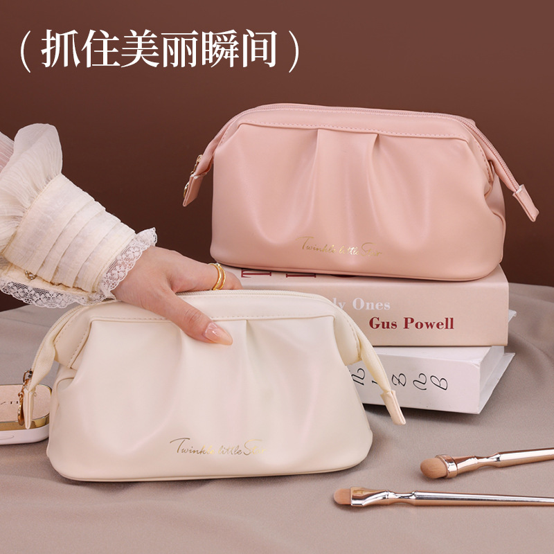 Rose Story pu Waterproof Makeup Bag, large capacity, high-end feel, travel small portable bag for women, ins style, hand-held bag full figure