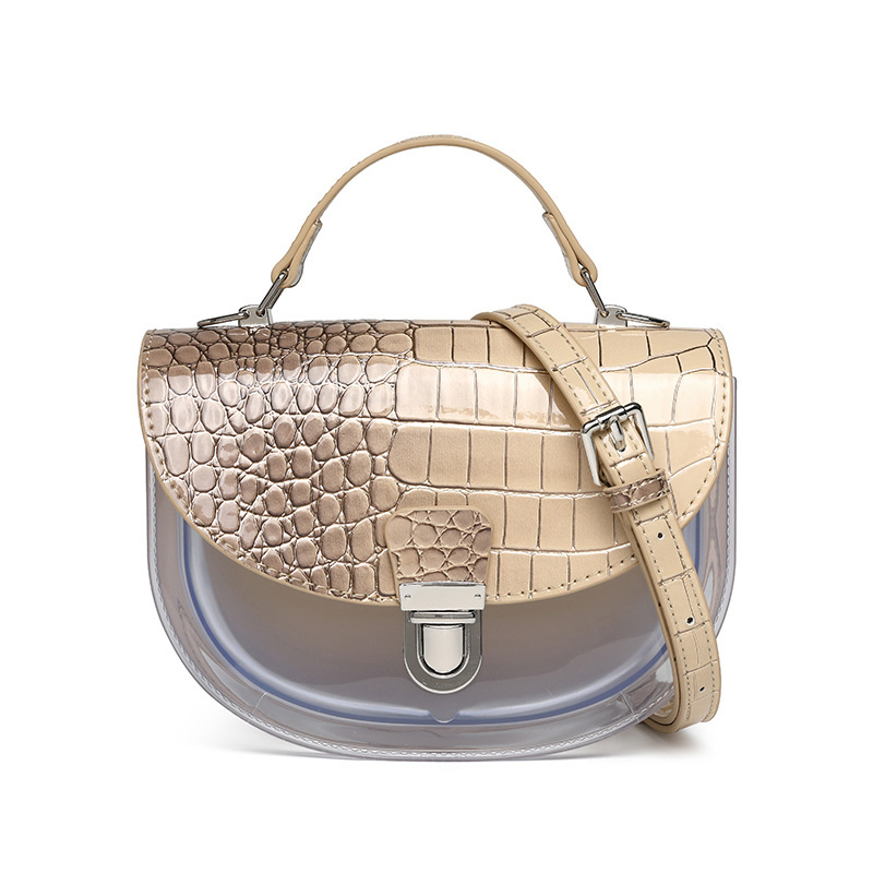 pu women's bag 2024 new style crossbody fashion European and American style retro trend crocodile pattern saddle bag hand and shoulder full figure