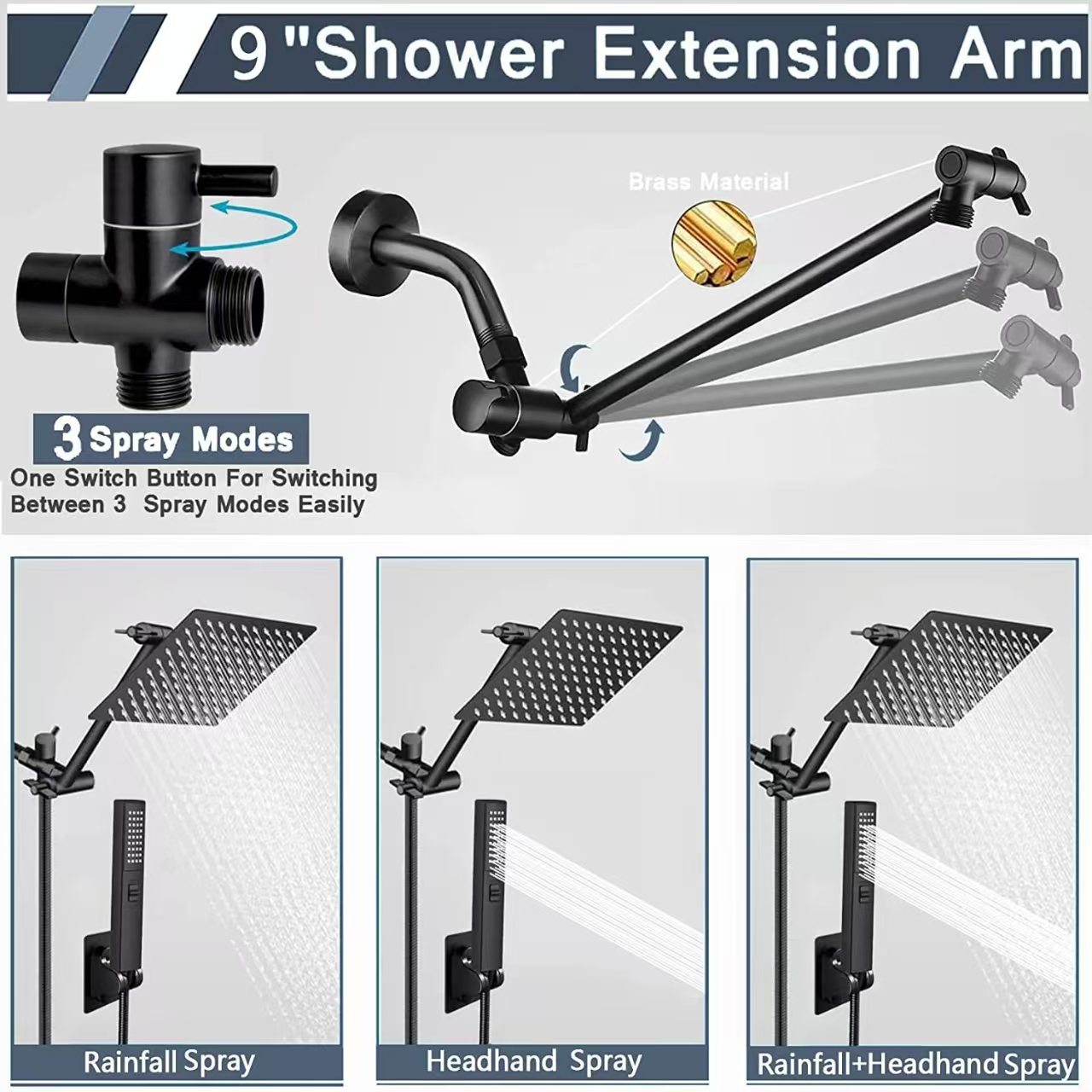 Cross-border Amazon pressurized shower head set, 8-inch and 10-inch top shower head combination, household rain shower head details Picture