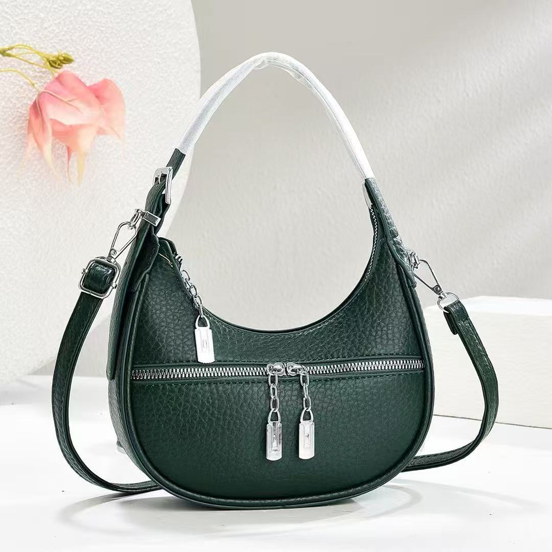 The new zipper crescent-shaped small bag is of high appearance level, fashionable cross-border single-shoulder bag, large capacity, light and elegant crossbody bag, and versatile Specification drawing