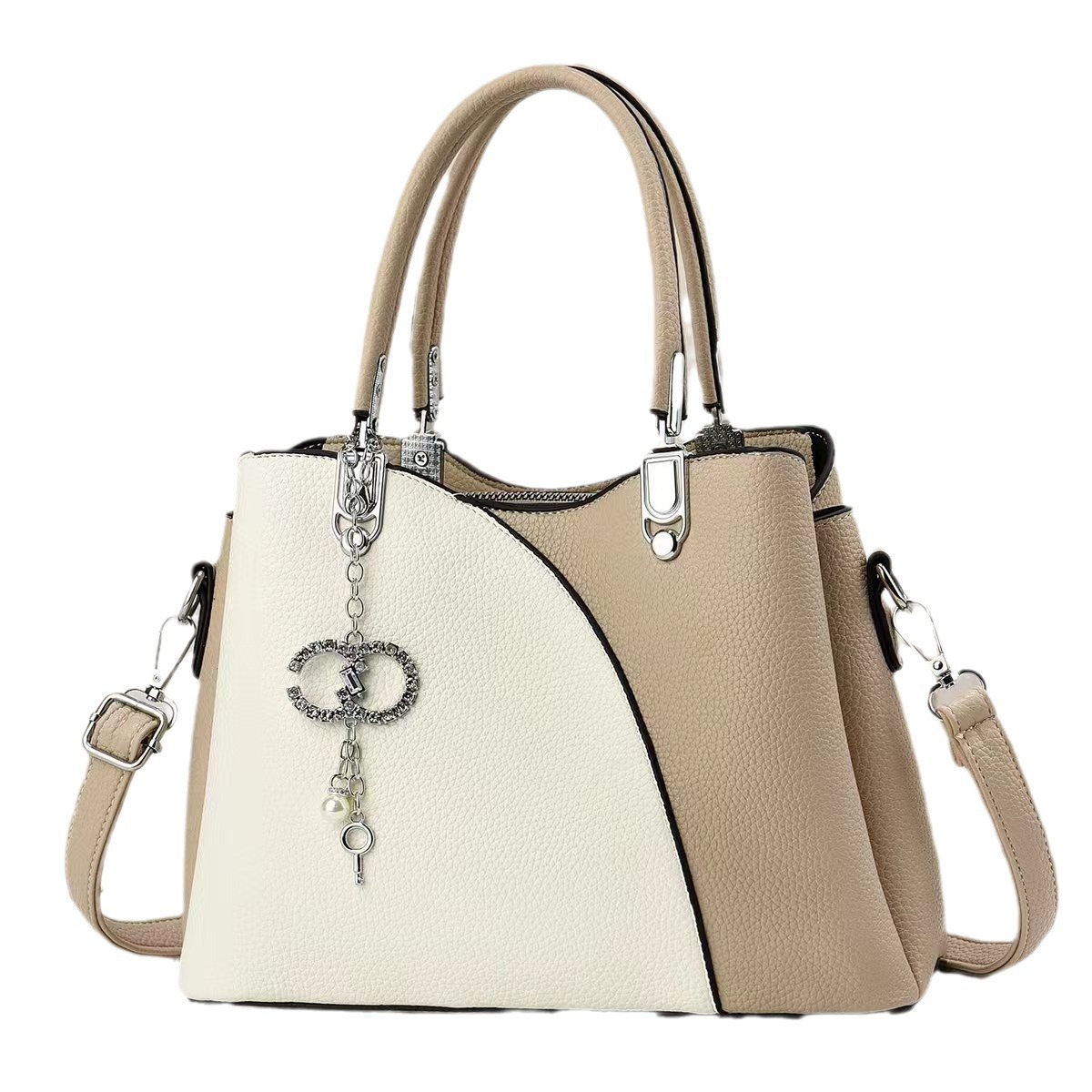 The new minimalist and color-blocking women's bag is cross-border, elegant and trendy, versatile, and features a large capacity single-shoulder casual crossbody Item Picture