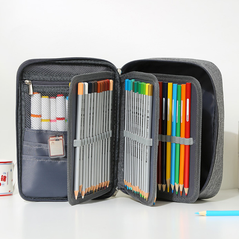 72-hole sketch pen storage bag, a best-selling student pen case on Amazon. Three-layer 24-hole and 48-hole pencil and stationery storage bag Specification drawing