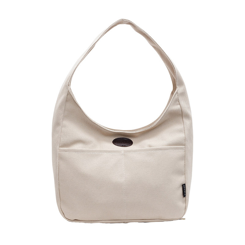 New large-capacity simple canvas bags, single-shoulder underarm bags for students' classes, niche fashion and versatile tote bags wholesale Item Picture