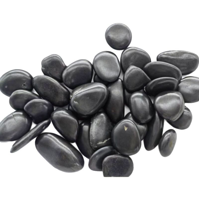 Wholesale of black premium polished rain flower stones, pebbles, washed stones, rice-washed stones, colored pebbles and adhesive stones in stock Item Picture