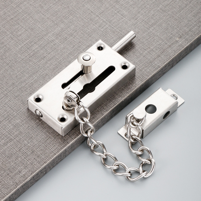 Stainless steel latch door chain, inner lock, household safety chain, thickened left and right door latches, hotel door anti-theft chain Application Scenario