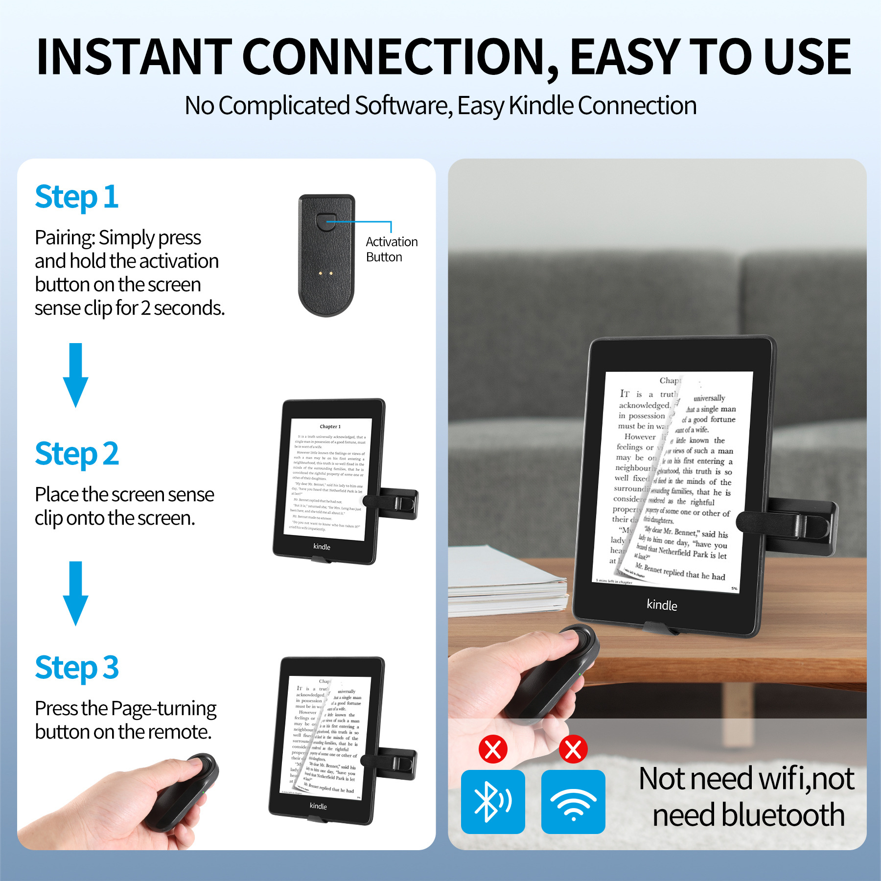 Amazon's new Kindl controller, tablet clip, selfie remote control, lazy Kindel novel page Turner Specification drawing