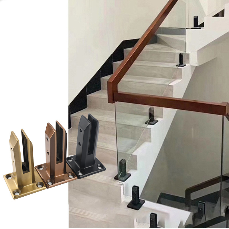 Cross-border stainless steel swimming pool column, staircase handrail column, glass accessories, floor-standing frameless glass clip column accessories details Picture