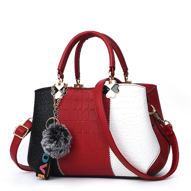 Cross-border foreign trade large Bag 2022 New Style women's color-blocked handbag, large capacity crossbody single-shoulder bag, middle-aged mom bag full figure
