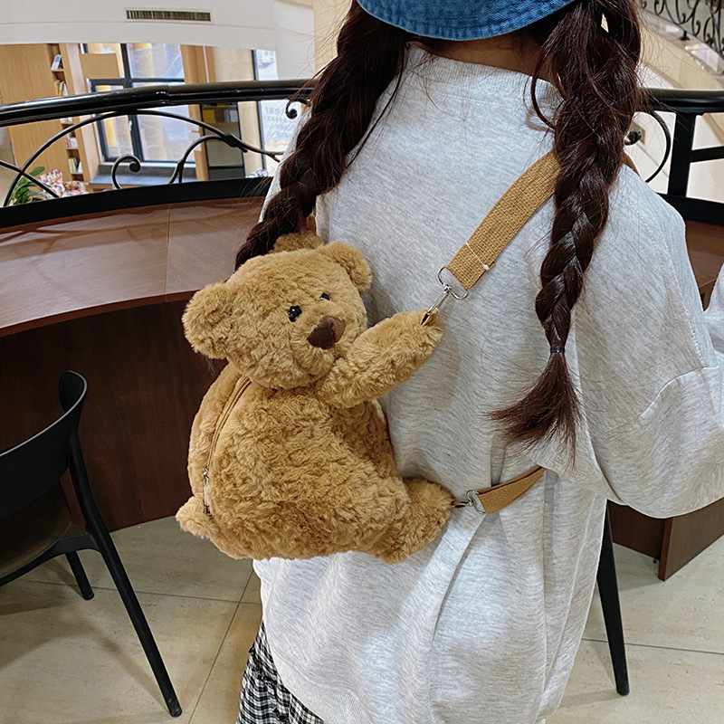 2025 Cartoon Bear Backpack, Plush Toy, Little Bear Backpack, Doll Gift, Girlish Heart Outing Comfort Backpack Application Scenario