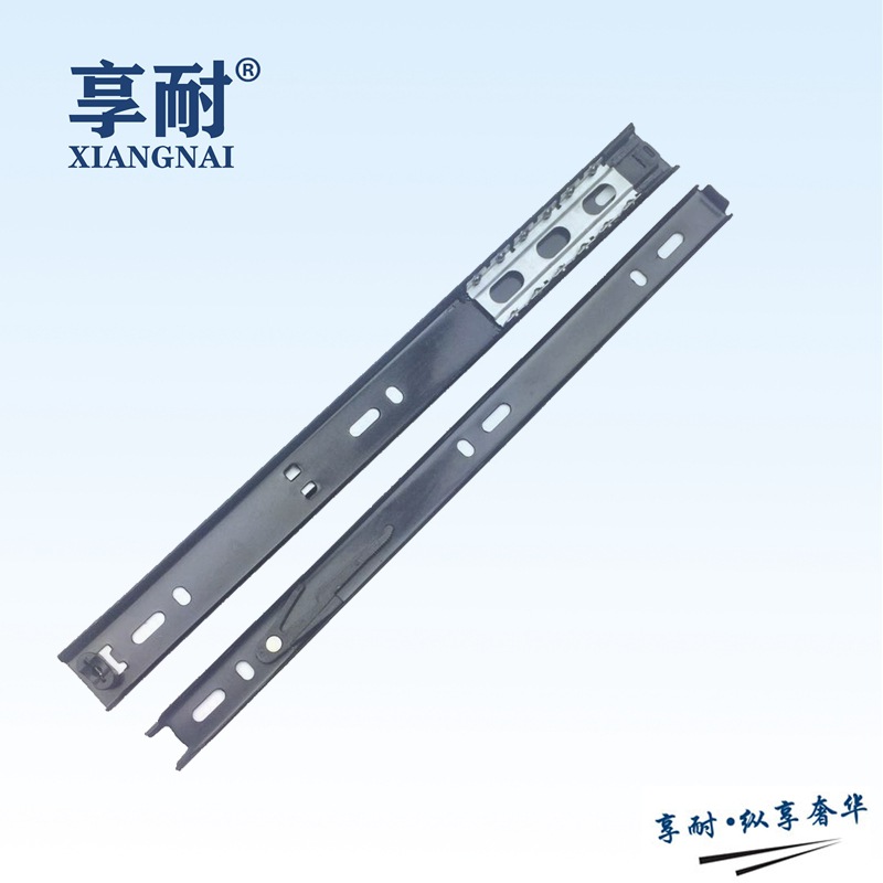 Factory direct supply of 27-wide two-section steel ball slide rails, silent drawer two-fold tracks, high-quality sliding rails for cabinets details Picture