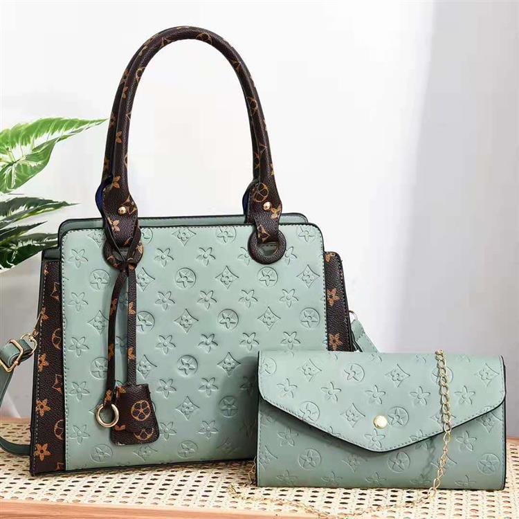 Cross-border foreign trade Women's Bag 2022 Embossed color-blocking pattern mother-and-child bag, single-shoulder crossbody bag, hand-carry color-matched bag, Mom bag consignment full figure