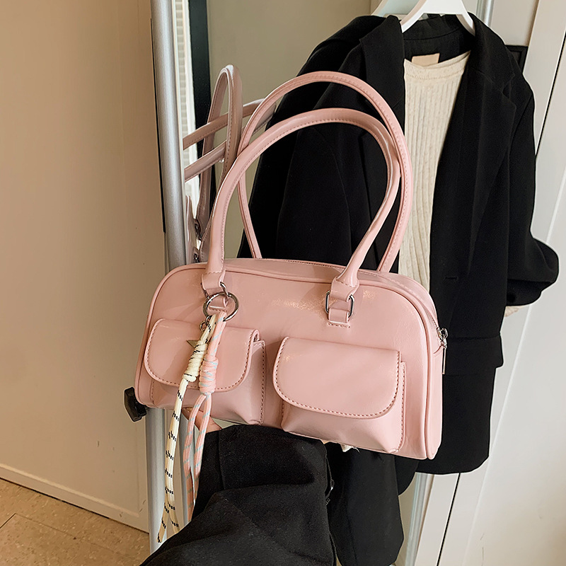 Retro and unique commuter double-pocket handbag 2025 new style, niche design, stylish and trendy, single-shoulder underarm bag details Picture