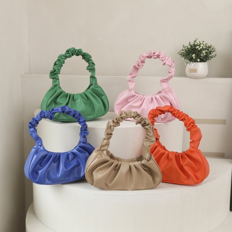 New style Korean-style single-shoulder dumpling bag, French bag, fashionable and trendy bag, pleated hand-held armpit bag full figure