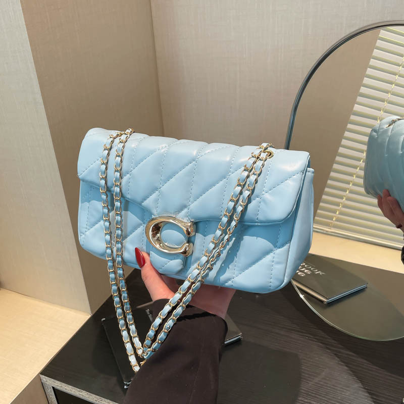 Chain crossbody bag, women's bag, cross-border diamond-shaped embroidered thread single-shoulder bag, fashionable underarm women's small square bag full figure