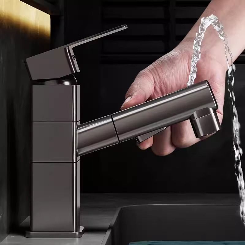 Pull-out washbasin faucet, rotating, multi-functional hot and cold, splash-proof face wash and mouth wash, bathroom washbasin factory wholesale Specification drawing