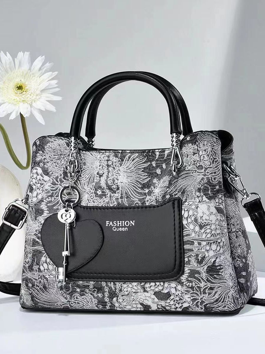 High-end printed women's bag, fashionable single-shoulder bag, new handbag, casual crossbody bag, cross-border versatile mom's bag Specification drawing