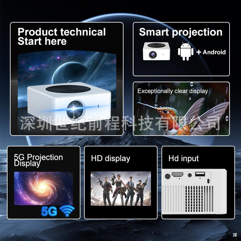 New cross-border projector, Android portable outdoor bedroom wall projector, mobile wireless home projector details Picture