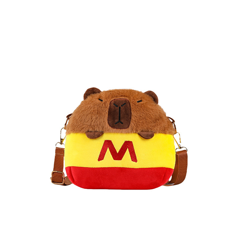 High appearance level Kapibara plush single-shoulder bag, cute girl crossbody bag, cute capybara girl storage key case Item Picture