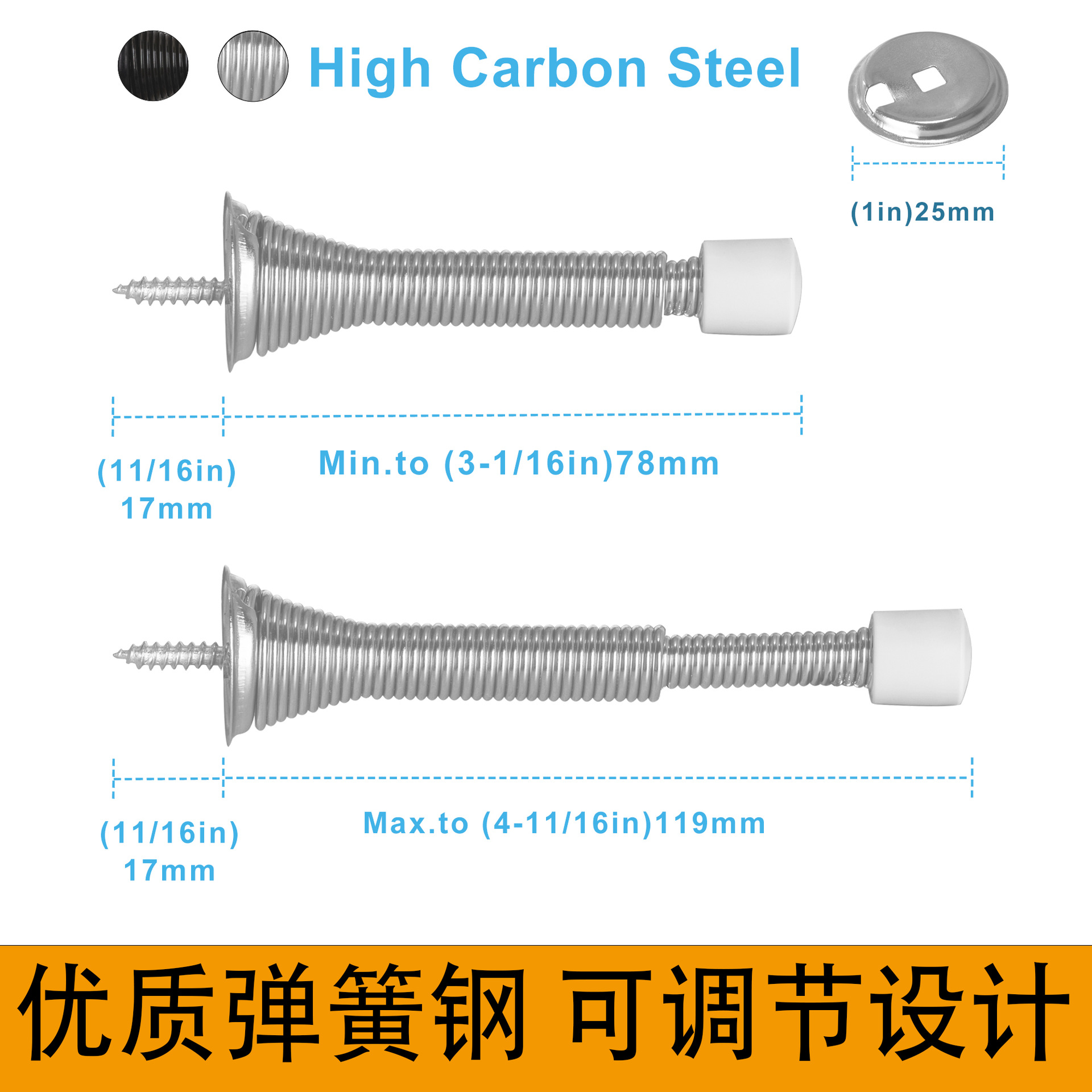 American-style spring door top children's anti-pinch safety spring door stop, high-quality spring steel, thickened rubber head, anti-rust coating Application Scenario