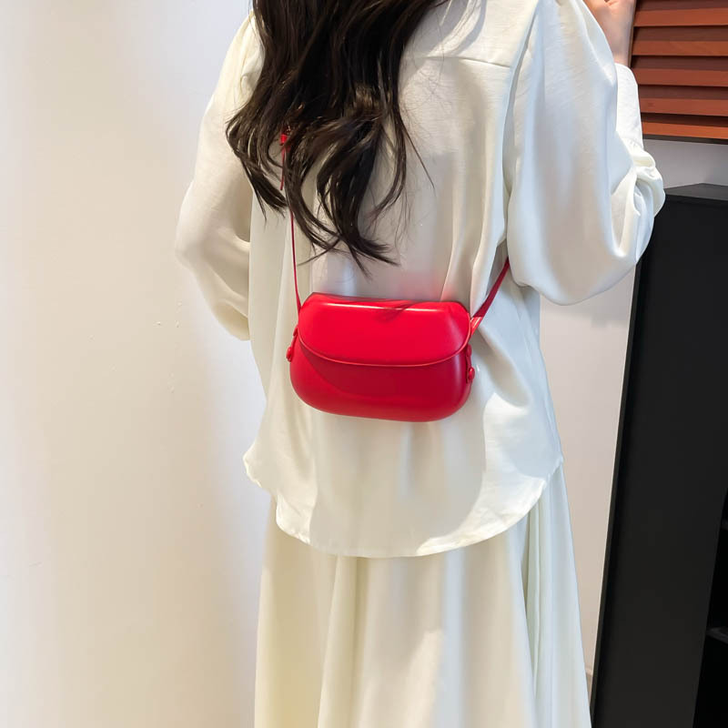 2025 Summer New Korean style ins pressed shell saddle bag, solid color texture crossbody bag, simple single-shoulder small square bag for women Specification drawing