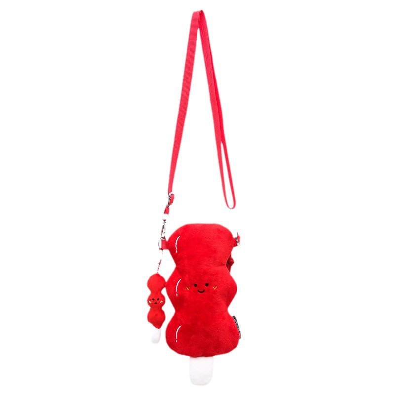 A niche and cute plush sugar-coated haws single-shoulder bag, Korean-style embroidery, Japanese-style trendy ins crossbody bag, small crossbody bag Item Picture