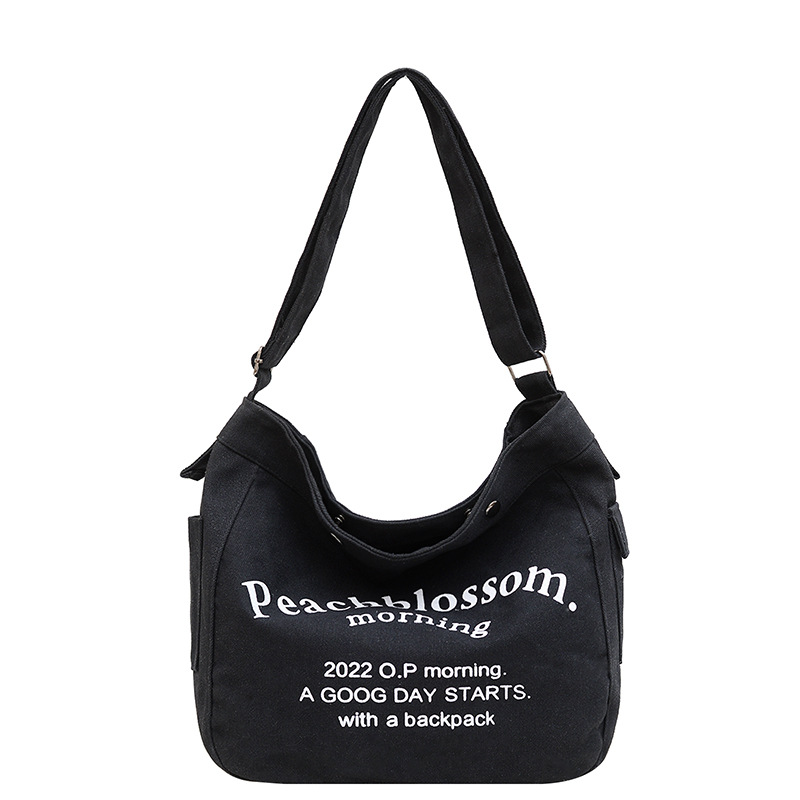 Casual canvas bag for women, 2025 new style, trendy American retro single-shoulder bag, large-capacity student class book tote bag Item Picture