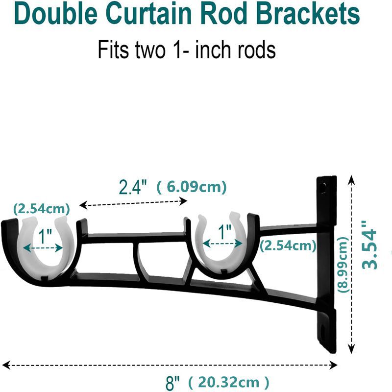 Two sets of black double-pole bracket curtain accessories details Picture