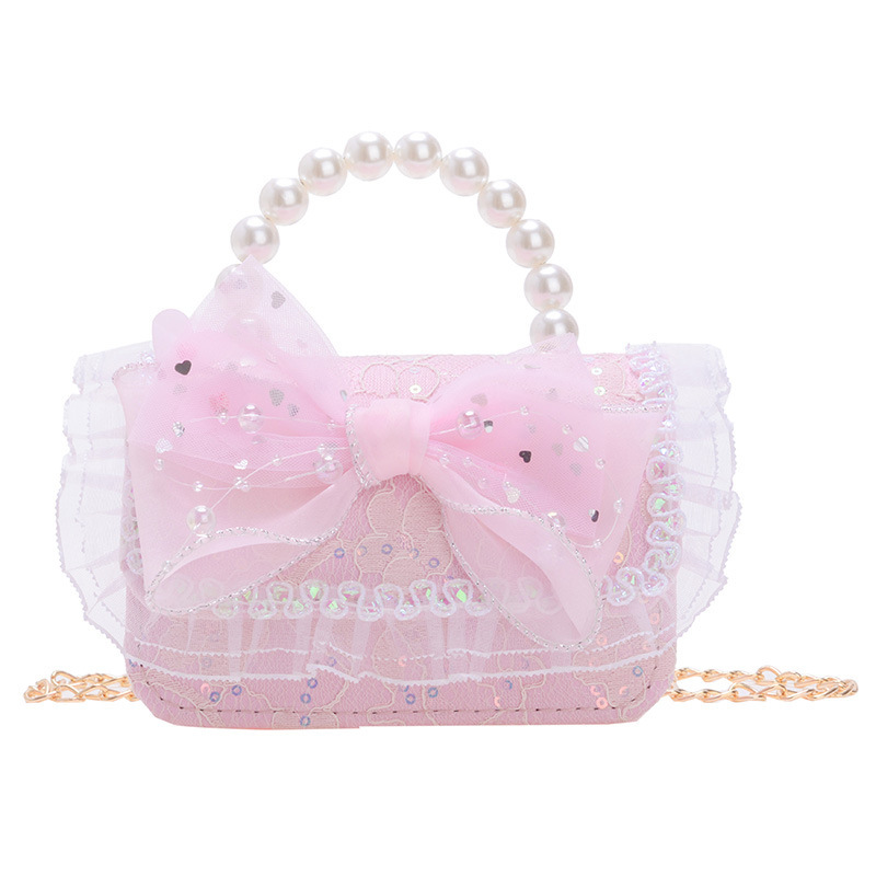New cartoon children's crossbody bag, cute chanel-style bow, little girl princess single-shoulder bag, hand-carry matching bag Item Picture
