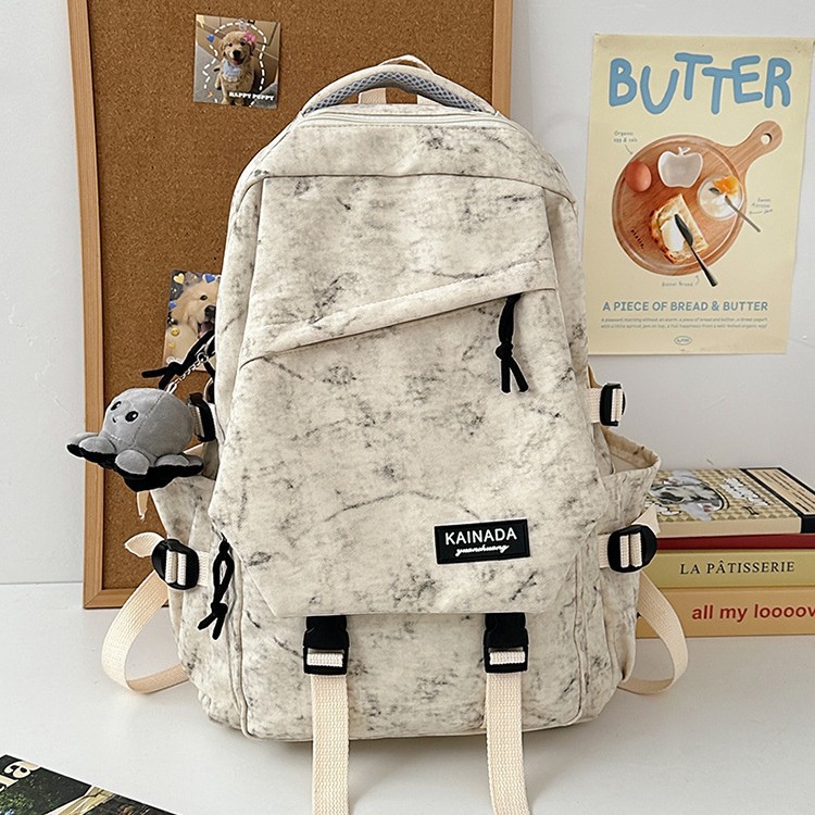 A new Spring 2025 outing backpack in solid color, a large-capacity, casual and simple schoolbag for junior and senior high school students Specification drawing