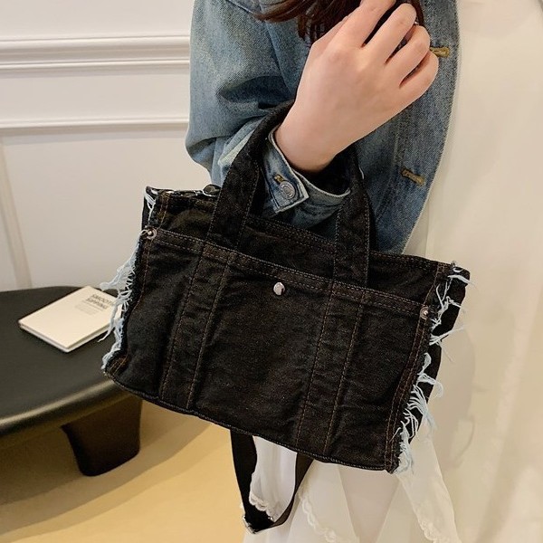 Denim bag for women 2025 New summer casual single-shoulder bag, large-capacity commuter tote bag, hand-held shopping bag Specification drawing