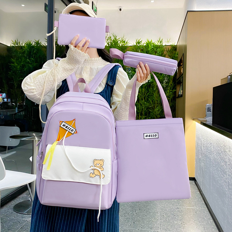 A new and fresh schoolbag for girls, featuring a simple, large-capacity, lightweight and casual design. It's a cute backpack for primary and junior high school students full figure