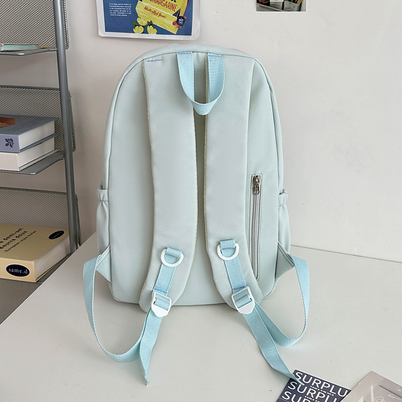 Cute and versatile letter schoolbag for female students, fashionable and casual class backpack, high appearance level, lightweight travel backpack for female students Specification drawing