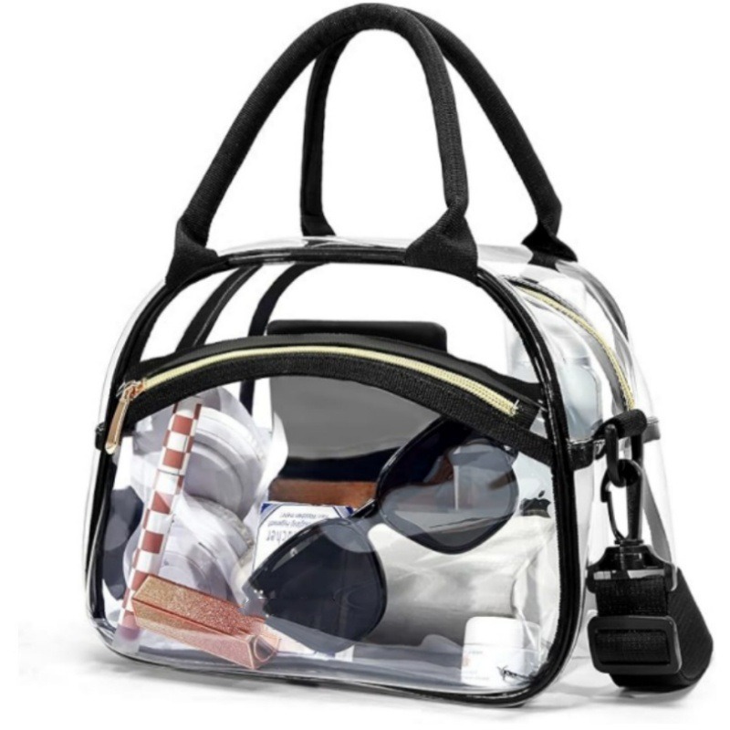 New transparent makeup and toiletry bag, hand-held bath bag, waterproof large-capacity simple storage bag, pvc lunch bag Item Picture