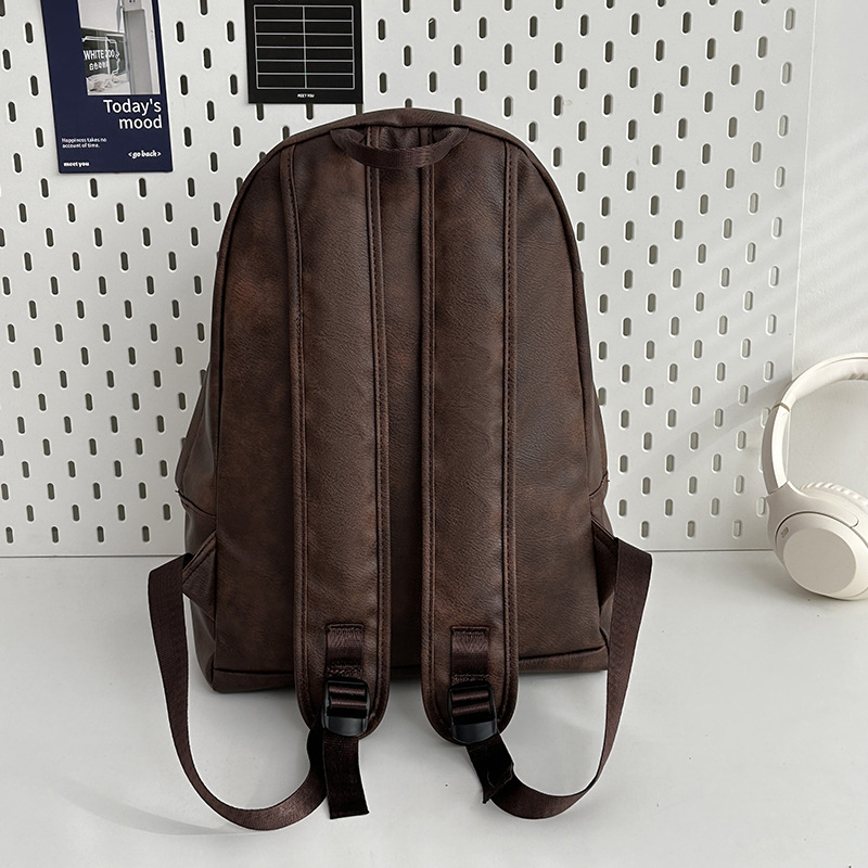 Hong Kong-style retro backpack for autumn and winter, new simple PU large-capacity student schoolbag, versatile travel and leisure backpack Specification drawing